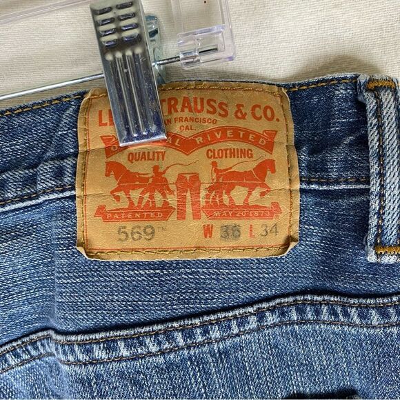 Levi’s Jeans Men’s 569 Straight Leg Loose Fit 5 Pocket Cotton Denim 36x34 STAINS - Picture 15 of 15